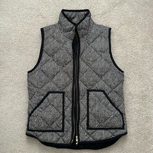 J. Crew Herringbone Excursion Down Puffer Vest - Black/Tan - Size S